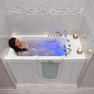 Girl In Bubble Walk In Tub With Door And Seat For Elderly Disabled Handicap