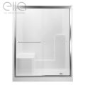 Duo 55 In. X 70 In. Framed Sliding Shower Door With 6 Mm Clear Glass Without Handle