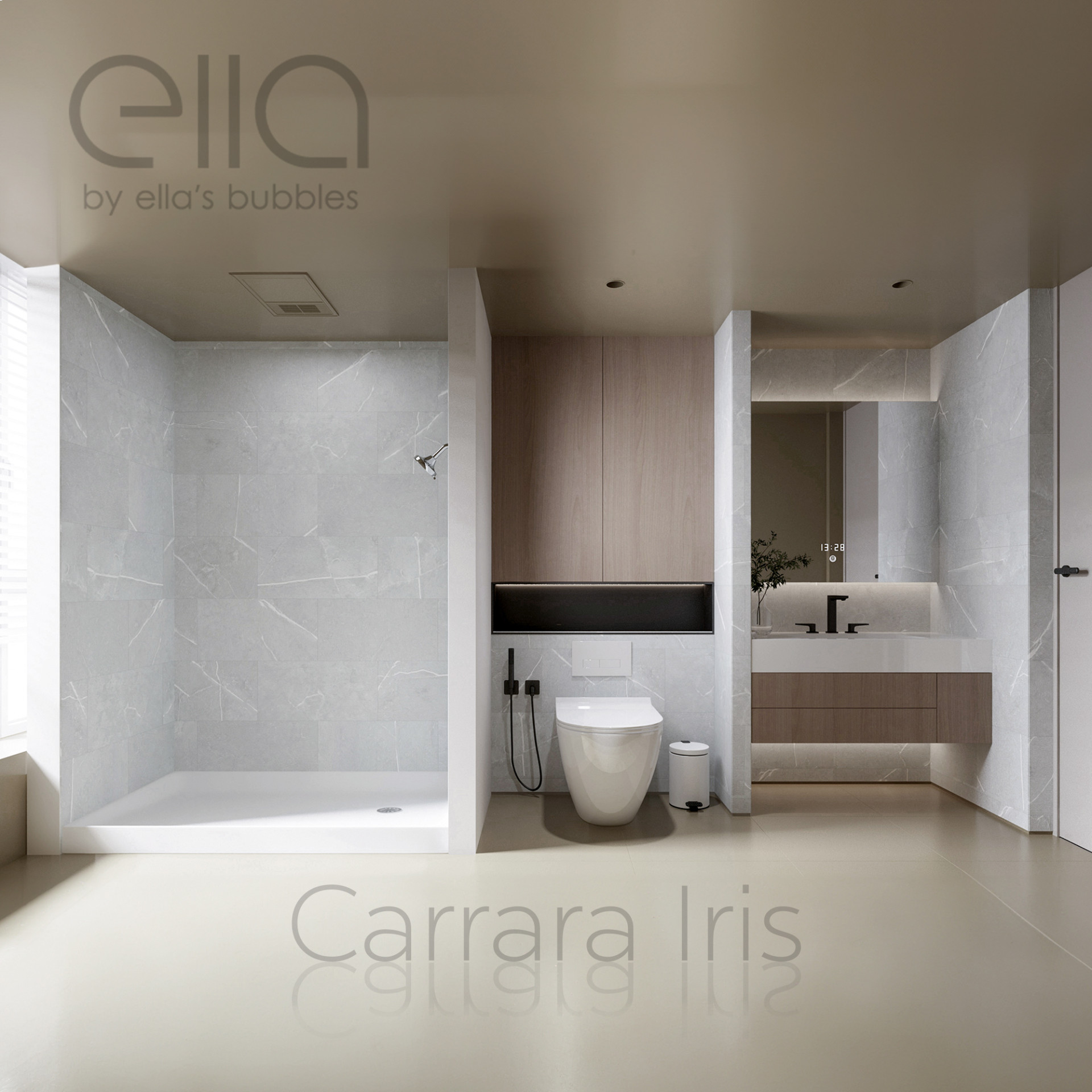 Barrier Free Accessible Shower Kits - carrara iris Tile shower 9 |